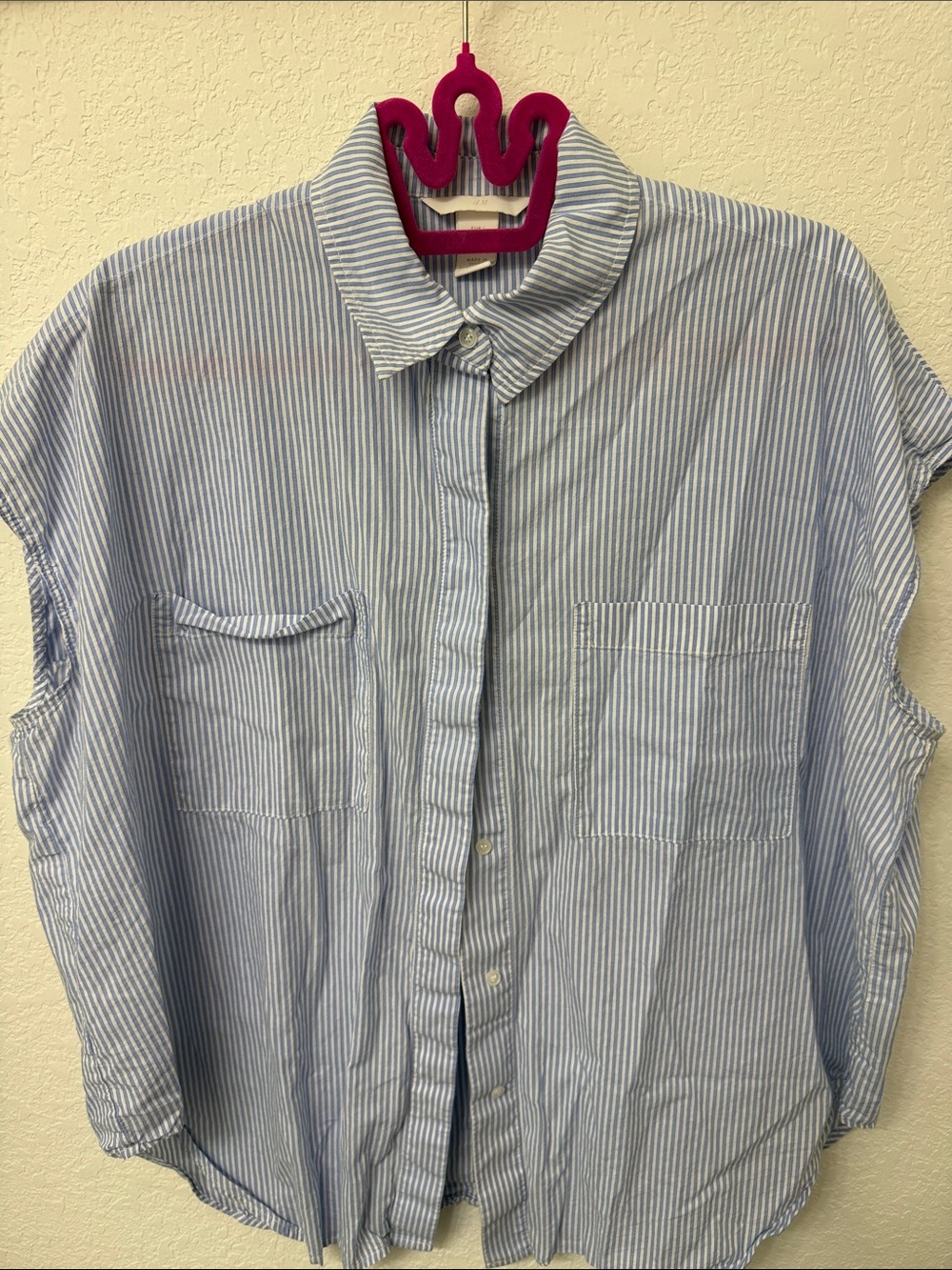 Blue Striped H&M Womens Button-Up Shirt